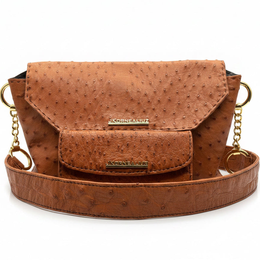 Handmade Genuine Ostrich Handbag and Wallet Set